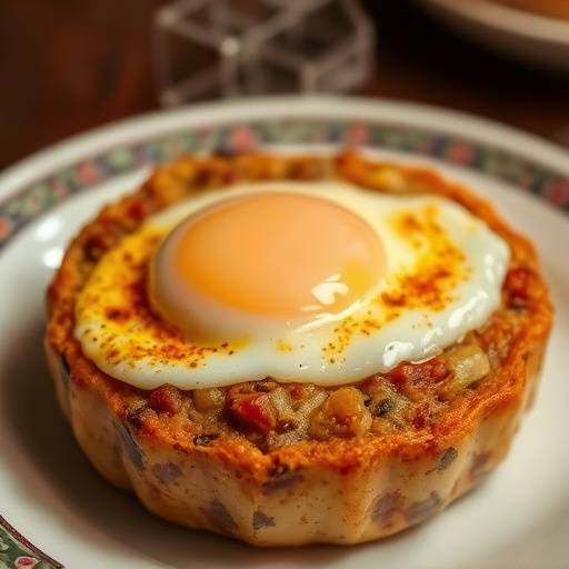 A steaming pot of Bobotie, a spiced minced meat dish with an egg-based topping